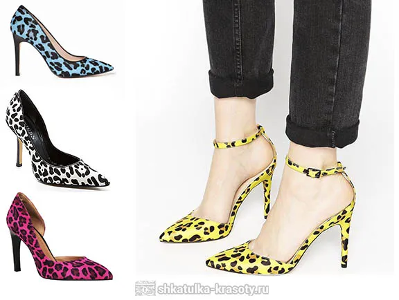 Цветные леопардовые туфли с чем носить