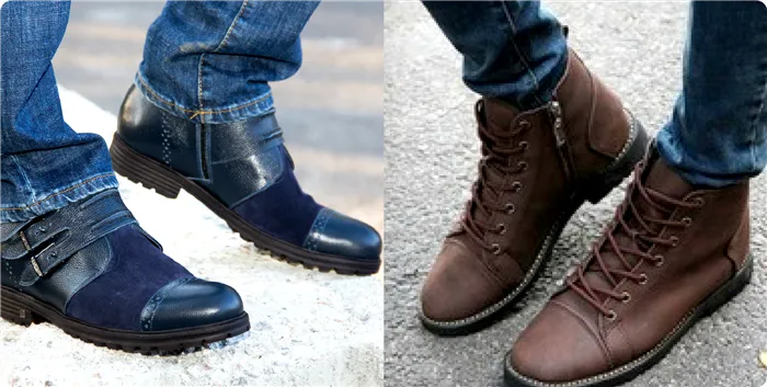 Осенние ботинки для мужчин и джинсы