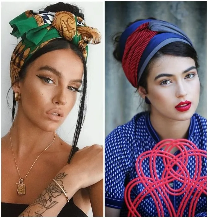 Летняя модная тенденция 2021: повязывание шарфа на голову17