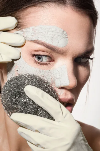 Виртуальное изображение отшелушивающей терапии для нормализации текстуры и тона кожи.