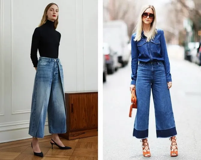 Что носить с широкими джинсами