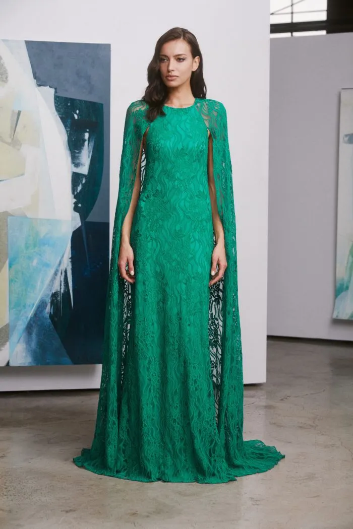 Зеленое кружевное платье от Tadashi Shaji