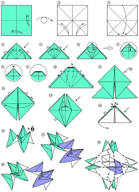 Формы игрушек оригами из отрезков бумаги
