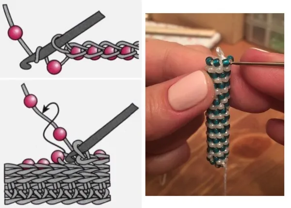 Вязание крючком из бисера. Пошаговые инструкции по созданию узоров и плетению. Мастер-класс.