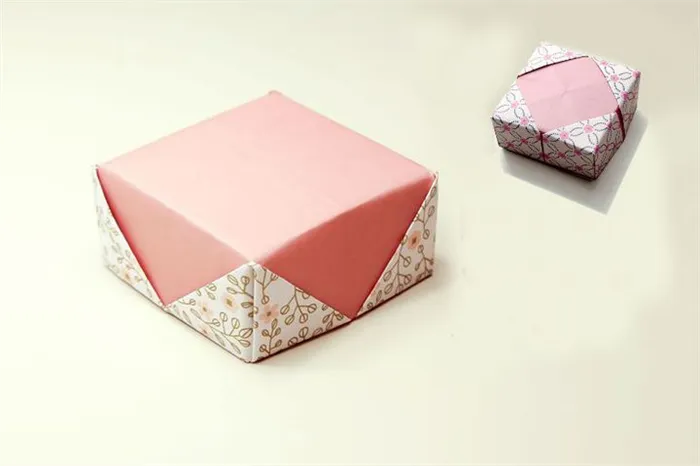 Коробочка оригами с отличной крышкой