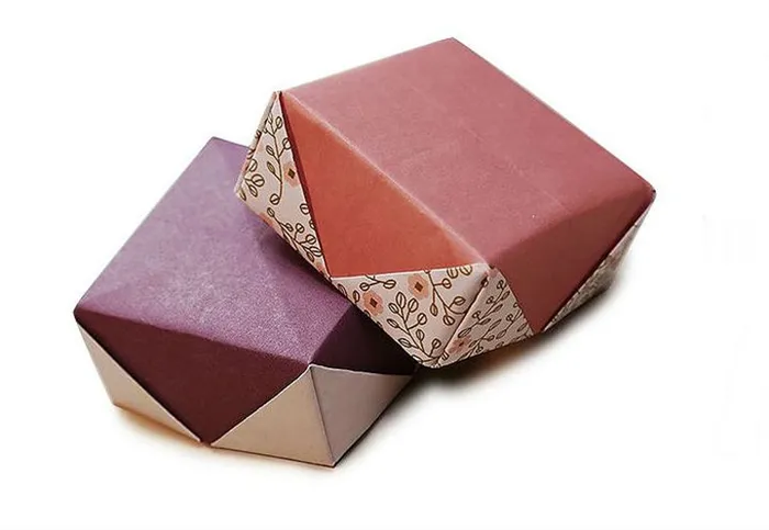 Коробочка оригами с отличной крышкой