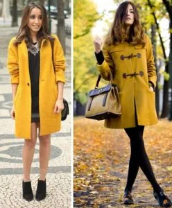 Желтое пальто и черные туфли