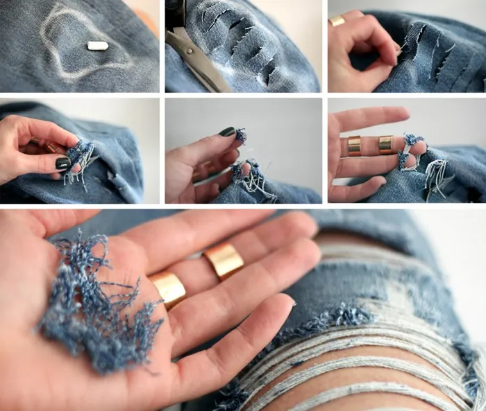Дырки в джинсах вручную