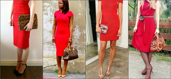 Какая обувь сочетается с красным платьем 1