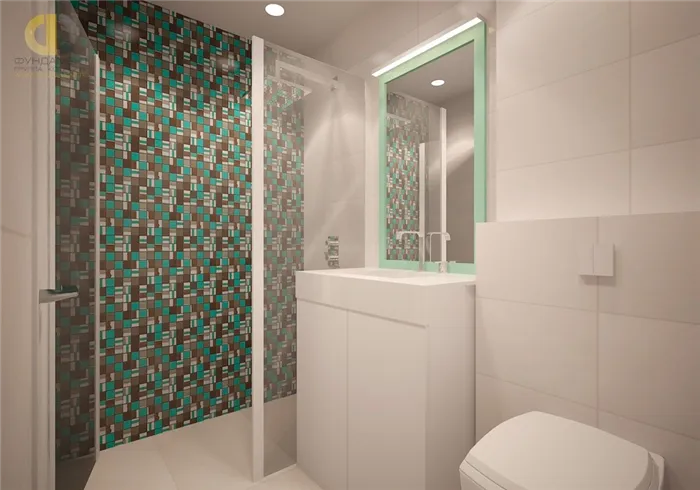 Бирюзовый цвет современного интерьера ванных комнат.