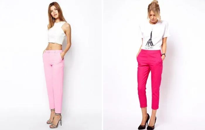 Классические укороченные розовые брюки