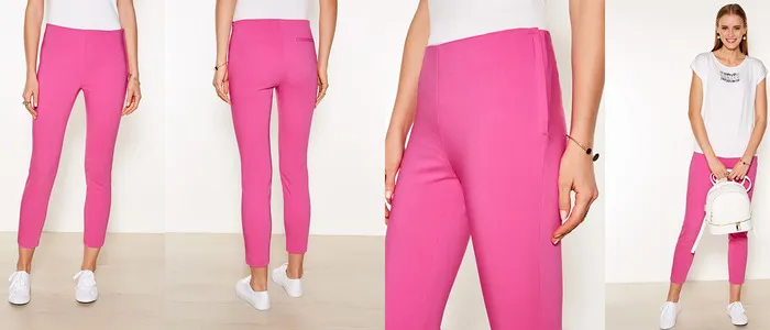 Розовые брюки в полоску