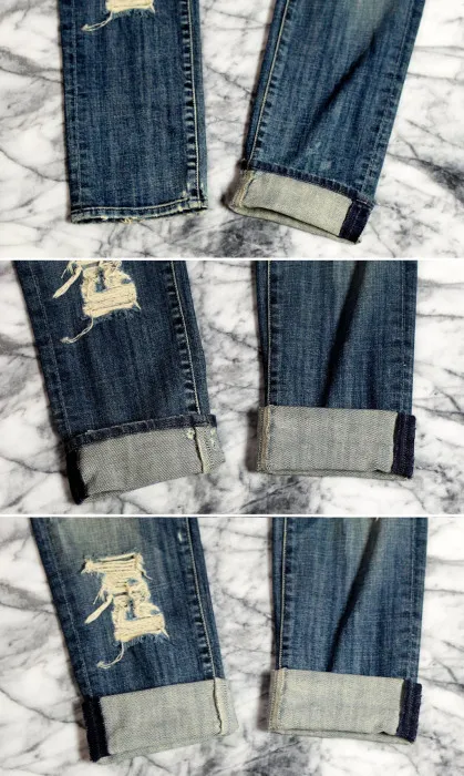 Алгоритм создания широких манжет на прямых зауженных джинсах.