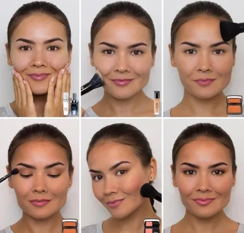 Последовательность нанесения макияжа на лицо. Шаги - инструкции с картинками и фотографиями. Конспект урока для начинающих.