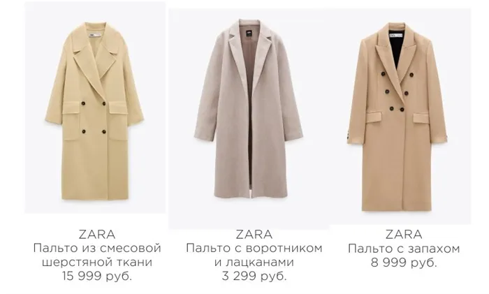 Модные модели бежевых пальто из коллекций