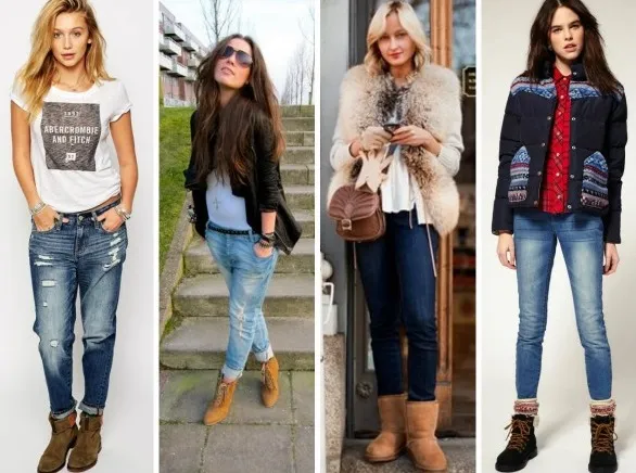 Как носить узкие джинсы с ботинками женщинам