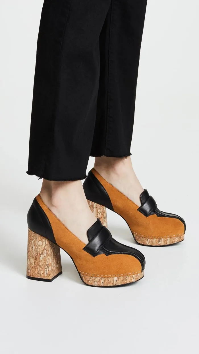 Женская обувь весна/лето: двухтонные толстые каблуки
