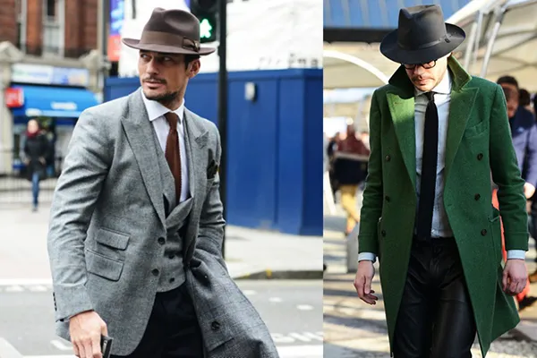 Мужчины в пальто и шляпах
