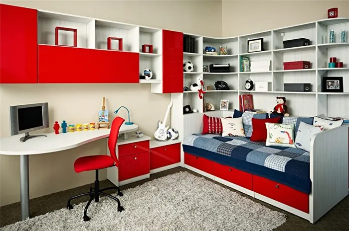 Сочетания красных цветов - дизайн детской комнаты