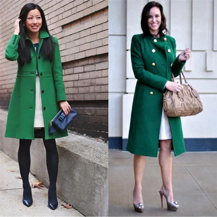 Зеленые строгие пальто