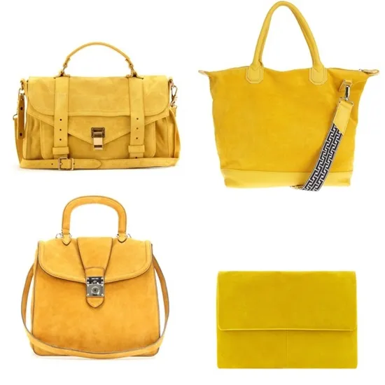 Желтая сумка: Стиль, виды, как носить - Желтые замшевые сумки