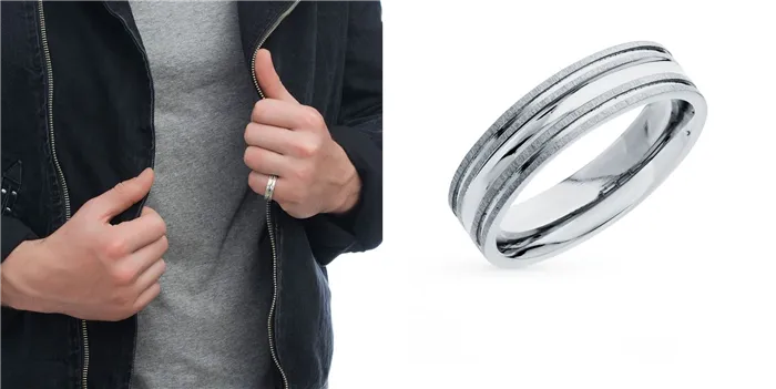 Мужские кольца: модное белое золото и серебро