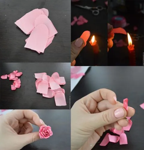 Как сделать маленькие цветы из атласной ленты