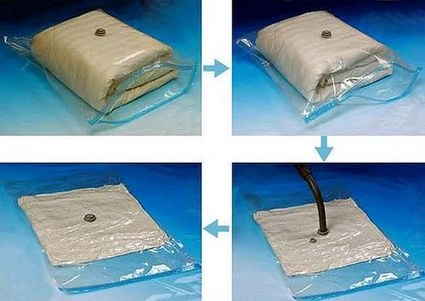 Как хранить одеяла с помощью бумажных пакетов для пылесоса.