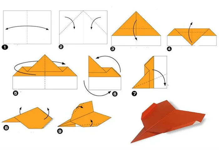 Пошаговая сборка самолета оригами