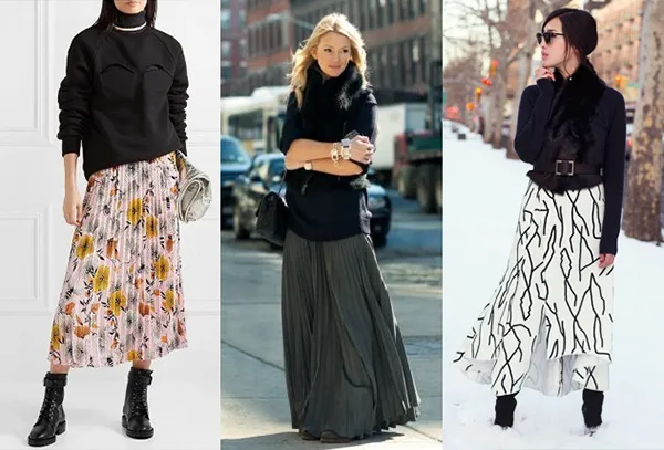 Длинные и легкие юбки для зимних образов