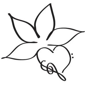 Татуировка в виде цветка и сердца с ручкой