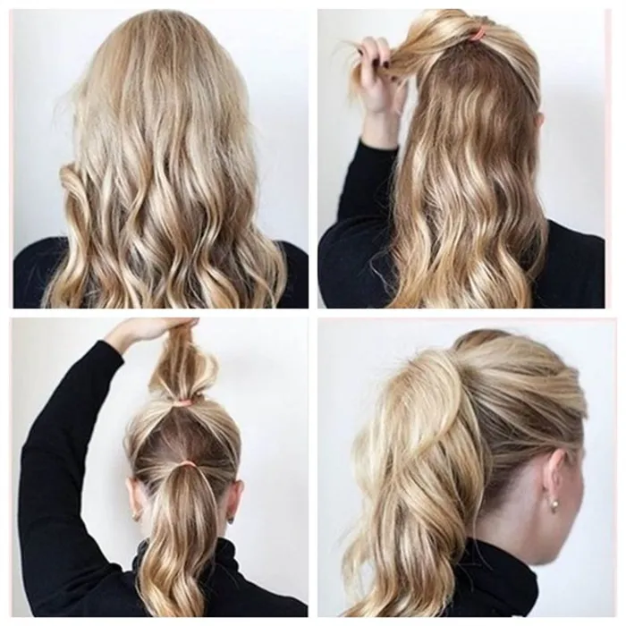 Схема наращивания волос средней длины и хвост фото