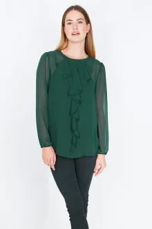 Зеленая шифоновая блузка