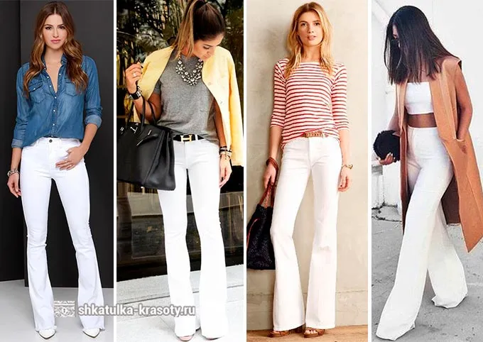 Белые джинсы, широкие брюки, с чем носить