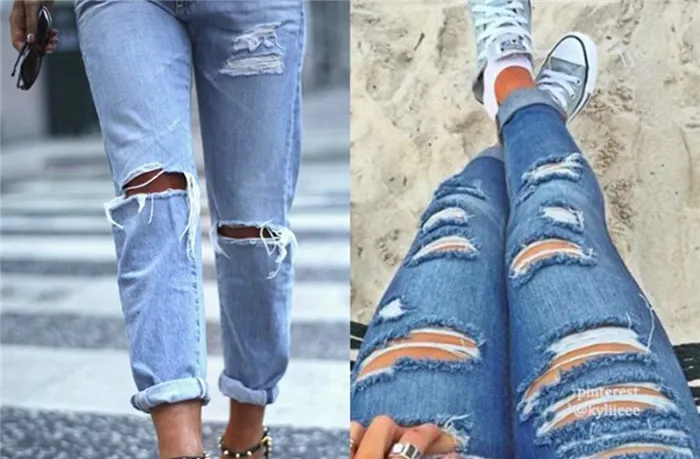 Особенности рваных джинсов