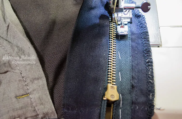 Вшивание молнии в джинсы