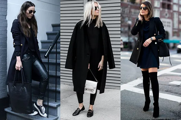 Черные пальто разных стилей