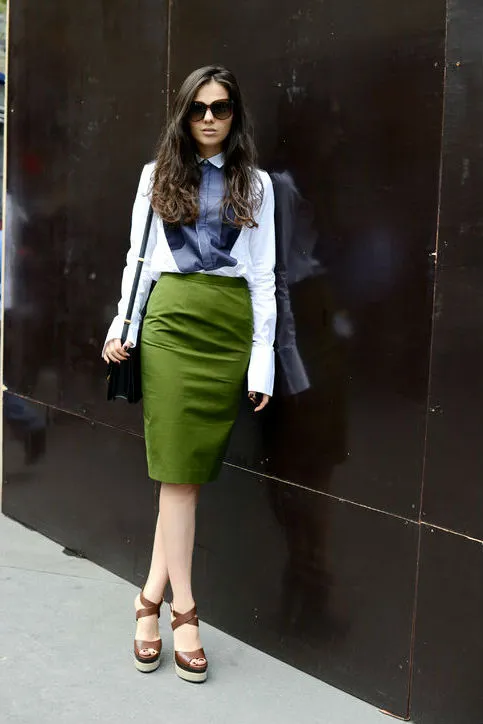 Зеленая юбка - модная тенденция (более 30 фото)