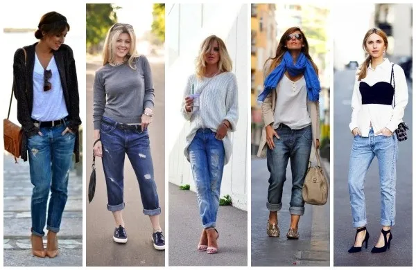 Что носить с синими джинсами для женщин. Высокие, с высокой талией и рваные. Современные образы и идеи.