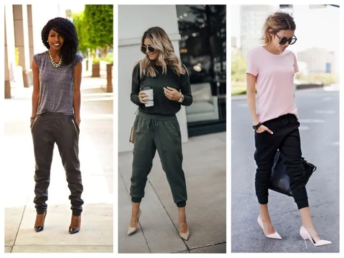 Что носить с женскими брюками-джоггерами - элегантные сочетания