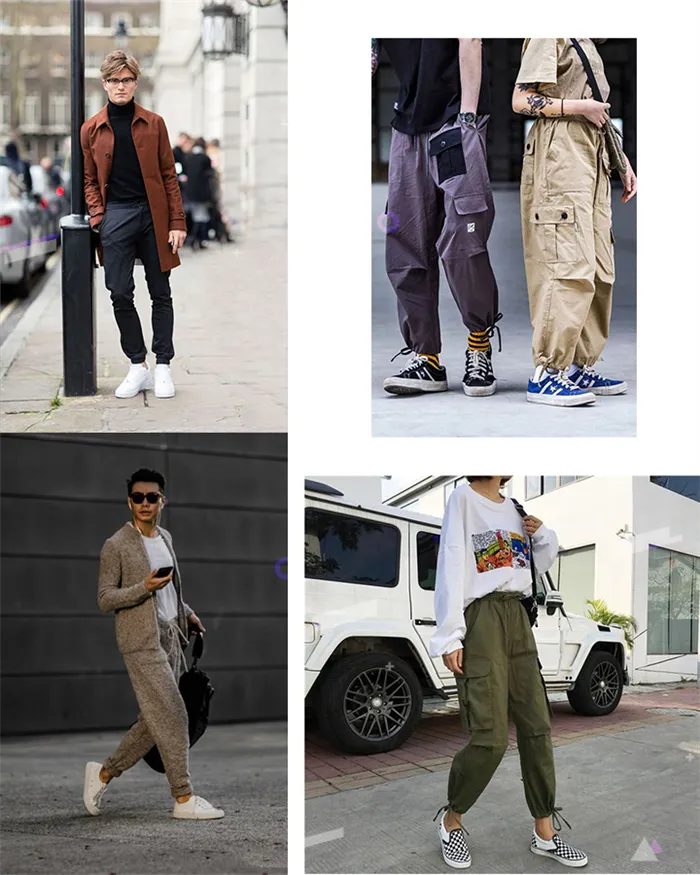 Как носить джоггеры с кроссовками и слипонами. Женские и мужские образы в уличном стиле.