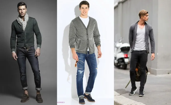 Αρκετές φωτογραφίες με άντρες με τζιν, πουλόβερ και μπλουζάκι