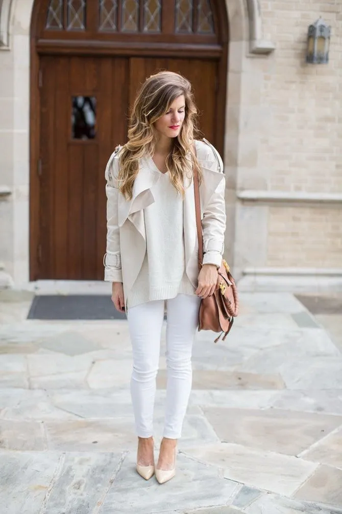 Как носить белые джинсы: создание комфортных осенних образов28