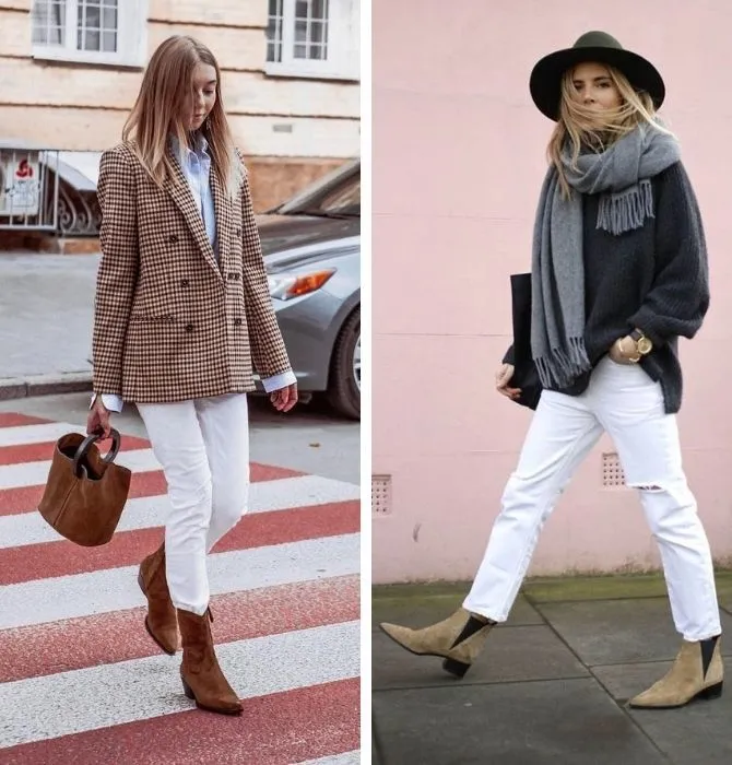 Как носить белые джинсы: создание комфортных осенних образов33