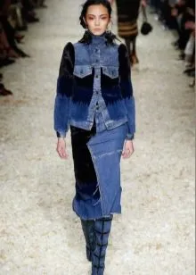 Комбинированная джинсовая юбка-карандаш