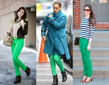 Повседневные зеленые джинсы