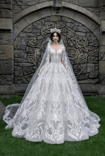  Растянутое свадебное платье с кольцами