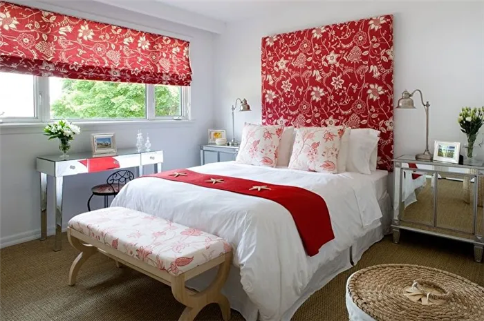 Цвета, сочетающиеся с красным - дизайн спальни