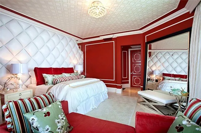 Цвета, сочетающиеся с красным - дизайн спальни