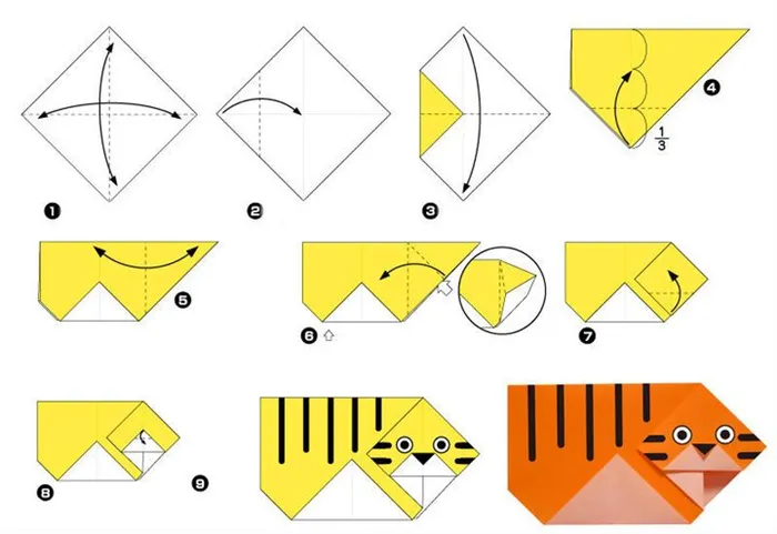 Мастер-урок 2 по сборке простого оригами 2 Тигр 2